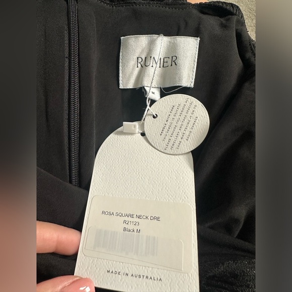 NWT RUMER the label Rosa Square Neck Dress In Black size Medium Cut out - Picture 6 of 8